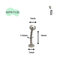 Khuyên rốn đẹp đính đá trắng - TITAN - Có 2 size