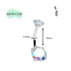 Khuyên rốn màu titan đá tròn - Có 2 size
