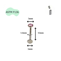 Khuyên rốn nổi đính đá hồng - TITANIUM