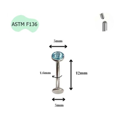 Khuyên rốn nổi Titanium đá xanh - Có 2 size