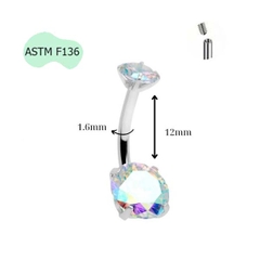 Khuyên rốn màu titan đá tròn - Có 2 size