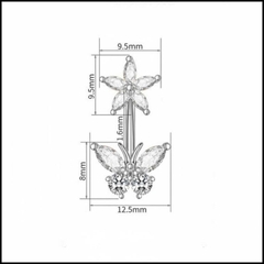 Hợp kim / Khuyên rốn bướm mix hoa lấp lánh