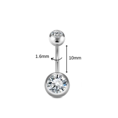 Khuyên rốn cơ bản đính đá - Thép không gỉ 316L