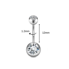 Khuyên rốn cơ bản đính đá - Thép không gỉ 316L