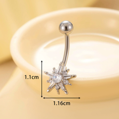 Khuyên rốn đá mặt trời lấp lánh / Thép