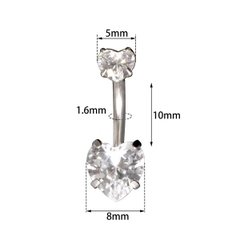 Khuyên rốn đá trái tim - 1.6*12mm