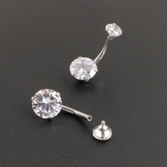 Khuyên rốn đá tròn thép không gỉ 316L - 1.6*11mm - 3 màu