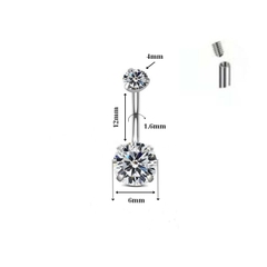 Khuyên rốn đá tròn zirconi - Chất liệu TITANIUM