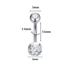 Khuyên rốn mặt đá hoa hồng Titan (phù hợp cho da nhạy cảm) - 3 màu