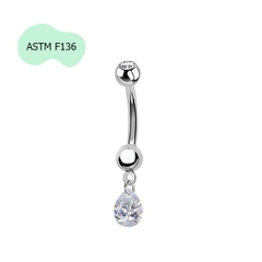 Khuyên rốn titan F136 kèm PK giọt nước đá trắng