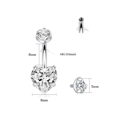 Khuyên rốn trái tim - Titanium (có size ngắn cho lỗ xỏ lành)