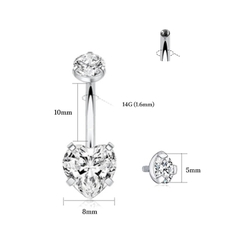 Khuyên rốn trái tim - Titanium (có size ngắn cho lỗ xỏ lành)