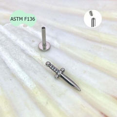 Khuyên tai thanh kiếm - Titanium - 1.2*8mm