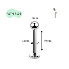 Khuyên cơ bản đầu bi ren trong - Titanium - 6 size