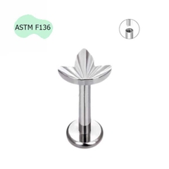 Khuyên tai Titanium hình lá phong - 1.2*8mm - Chốt vặn