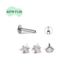 Khuyên Titanium hình tam giác 1.2*10*5mm - 2 màu