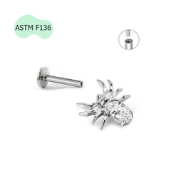 Bông tai Spider đính đá Titanium - 1.2*8mm
