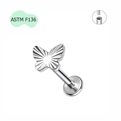 Khuyên tai Titanium hình con bướm - 1.2*8mm - Chốt vặn