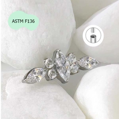 Khuyên tai đẹp đính đá - Titanium - 1.2*10mm