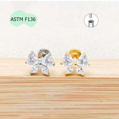 Bông tai Titan hình nơ pha lê - 1.2*8mm - 2 màu