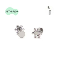 Khuyên tai hình bông tuyết xinh xắn - 1.2*8mm - Titanium