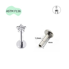 Khuyên tai hình ngôi sao - 1.2*8mm -Titanium