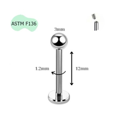 Khuyên cơ bản đầu bi ren trong - Titanium - 6 size