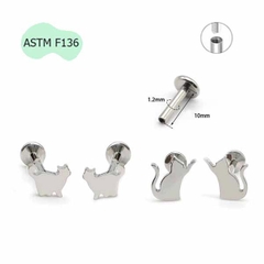 Bông tai Titan hình mèo con - Có 4 kiểu  - 1.2*10mm