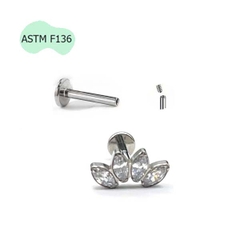 Khuyên tai Titanium bốn lá - 1.2*10mm