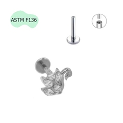 Khuyên tai hình thiên nga đính đá 1.2*8mm - Titanium