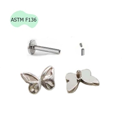 Khuyên tai Titan Butterfly charm - 1.2*8mm
