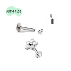 Khuyên Titan bông hoa 5 cánh lấp lánh - Có 2 màu