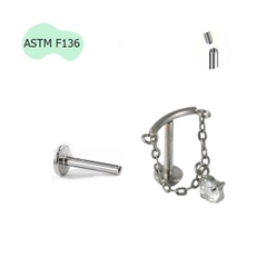 Khuyên tai Hidden Helix họa tiết đá tròn Titanium - 1.2*8mm