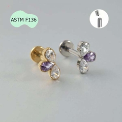 Hoa tai đẹp Titanium F136 có 2 màu - Chốt vặn - 1.2*8mm