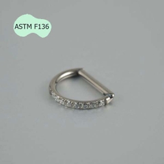 Khuyên tai chữ D giả vòng có đính đá - 2 size - Titan F136