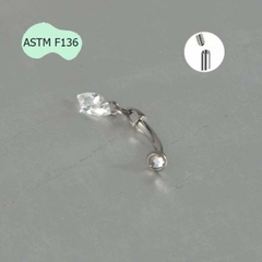Khuyên Rook kèm phụ kiện đá pha lê - Titanium - 1.2*8mm