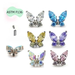 Khuyên tai con bướm lấp lánh - 5 màu - Titanium