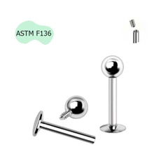 Khuyên cơ bản đầu bi ren trong - Titanium - 6 size