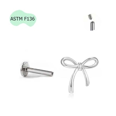 Bông tai hình chiếc nơ xinh xắn - 1.2*8mm - Titanium F136