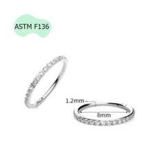 Khuyên vòng đính đá Titanium - 3 size (6/8/10mm)
