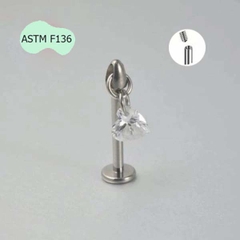 Khuyên tai kèm phụ kiện hình trái tim - Titan - 1.2*8mm