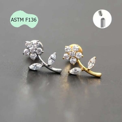 Khuyên tai hình bông hoa xinh xắn - Titanium - 2 màu