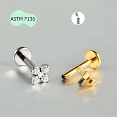 Khuyên Titanium cỏ bốn lá - Có 2 màu - 1.2*8