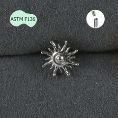 Khuyên tai hình mặt trời cá tính - 1.2*8mm - Titanium