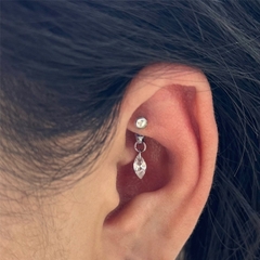 Khuyên Rook kèm phụ kiện đá pha lê - Titanium - 1.2*8mm
