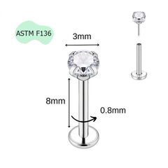 Khuyên Titan mặt đá cơ bản - Chốt nhấn - Có 9 size