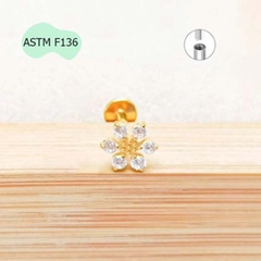 Khuyên Titanium hình bông tuyết đính đá - 1.2*8mm - 2 màu