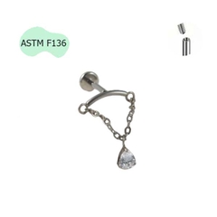 Khuyên tai dạng vòng đính đá nhẹ nhàng - Titanium