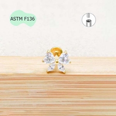 Bông tai Titan hình nơ pha lê - 1.2*8mm - 2 màu