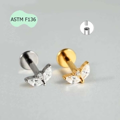 Bông tai cỏ may mắn mini - 2 màu - Titanium